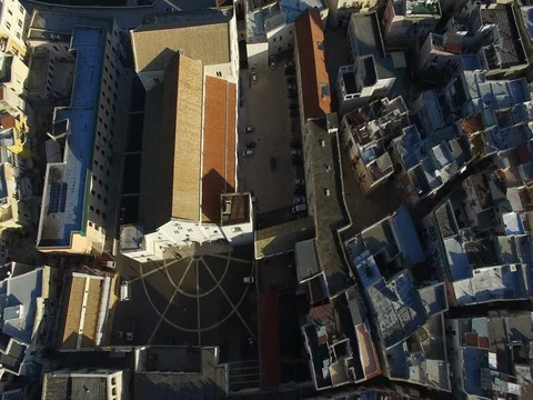 Top view Flight over the old town in italy Stock Footage 71663342