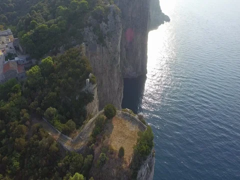 Top view Flight on the rock coast Stock Footage 72363975