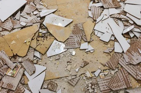 Top view of the floor of a house under demolition. Stock Photos