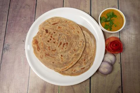 Top view of flour chapati with channa Stock Photos