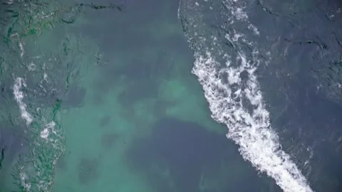 Top view of the flow of a mountain river with clear blue water. Stock Footage 249527986