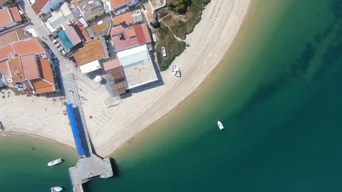 Top View flying over the seashore on the Armona Island. Drone shot. Stock Footage 106841667