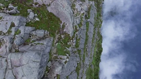 Top view of flying over tourists enjoying a natural attraction in Norway, Europe Stock Footage 79975735