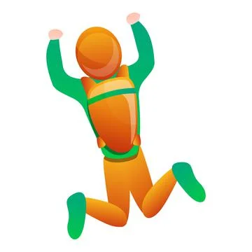 Top view flying skydiver icon, cartoon style Stock Illustration