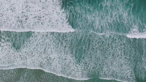 Top View Of Foamy Waves On The Empty Tropical Beach In Razo. Aerial Shot Stock Footage 237918688