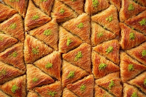 Top view food pattern texture of Turkish baklava Stock Photos