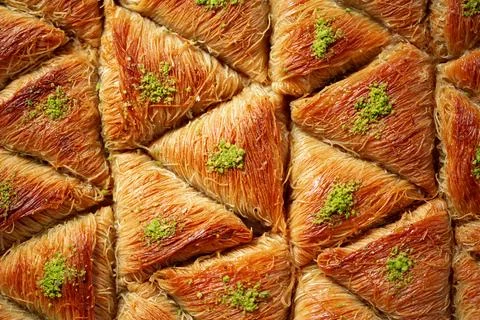 Top view food pattern texture of Turkish baklava 写真素材