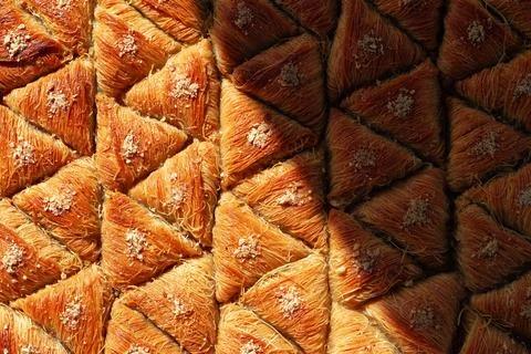 Top view food pattern texture of Turkish baklava Stock Photos