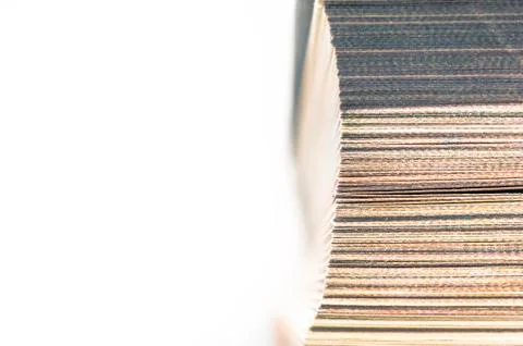 Top View of the Fore Edge, Closed Pages of a Bookmarked Hardcover Book Isolat Stock Photos