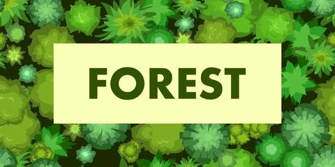 Top view of the forest landscape from a height. Green summer scenery with tre Stock Illustration