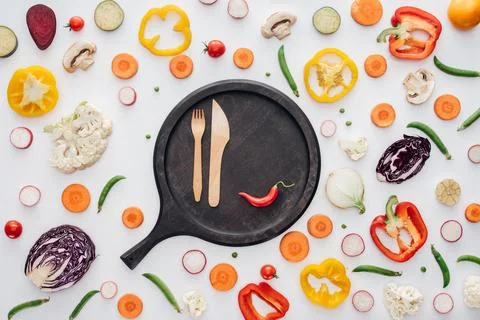 Top view fork knife chili Stock Photos