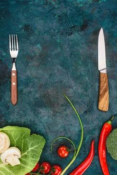 Top view fork knife fresh Stock Photos