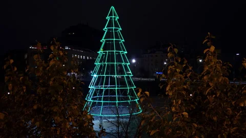 Top view of the frame Christmas tree decor illumination Stock Footage 220689278