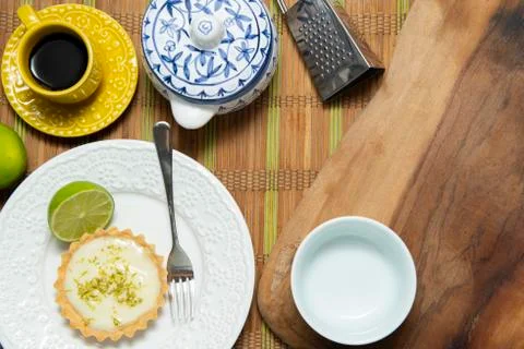 Top view of frame of various kitchen accessories. Stock Photos