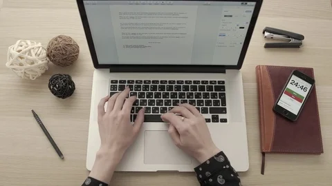 Top view of a freelancer optimizing her work. Increasing productivity Stock Footage 83415580