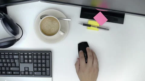 Top View Freelancer Working Typing Keyboard Stock Footage 67403136