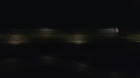 Top View of freeway with traffic at night. Canada, Dartmouth Stock Footage 255089835