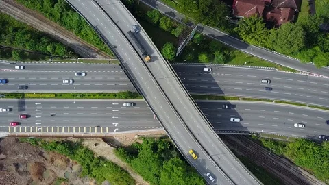 Top view of freeways in Kuala Lumpur Stock Footage 110928154