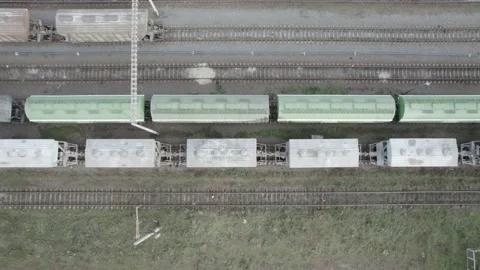 Top view of freight trains moving on railway tracks Stock Footage 219686729