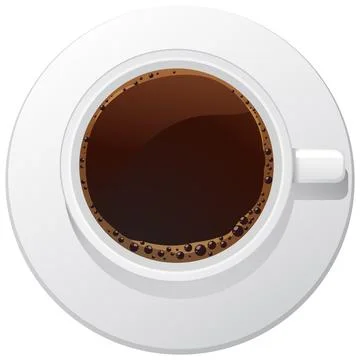 Top View of Fresh Black Coffee in White Cup Stock Illustration