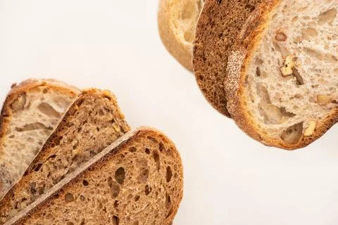 Top view fresh bread slices 写真素材