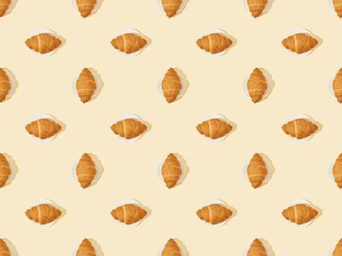 Top view fresh croissants beige Stock Photos