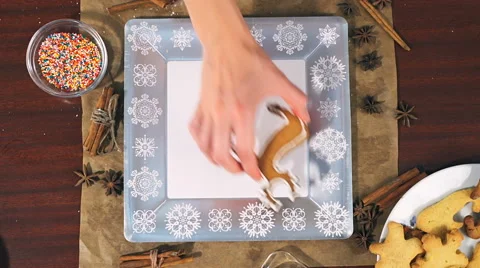 Top view of Fresh made Cinnamon Gingerbread Cookies Stock Footage 66447695
