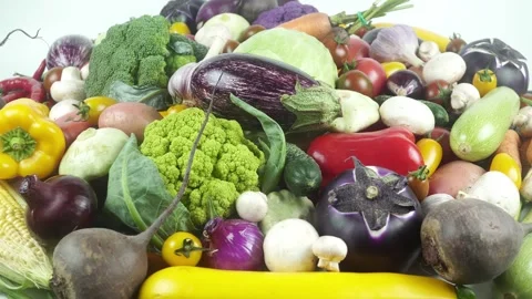 Top View of Fresh Mixed Vegetables in Circular Composition. Stock Footage 340609353