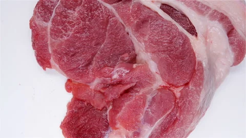 Top view fresh raw pork rotate and pause Stock Footage 106816107