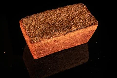 Top view of fresh rectangular rye bread with sesame seeds 写真素材