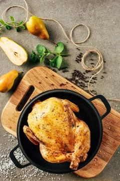 Top view fried chicken griddle Foto stock