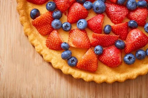 Top view of fruit cake on a table Stock Photos