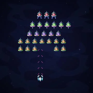 A top view game about space invaders Stock Illustration