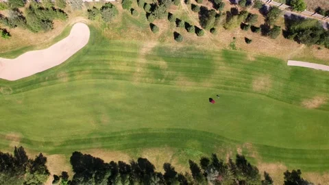 Top view of the game on the green golf course Stock Footage 159559570