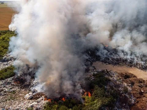 Top view of garbage on fire Stock Photos