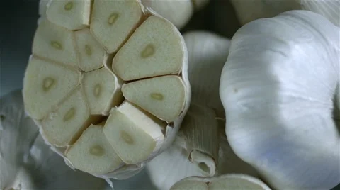 Top view of Garlic rotating Stock Footage 62333562