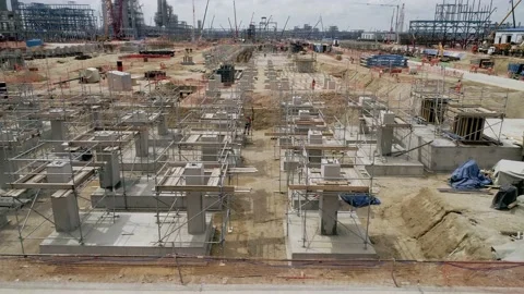 Top view of the giant construction site Stock Footage 138266433