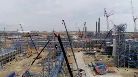 Top view of the giant construction site Stock Footage 138266486