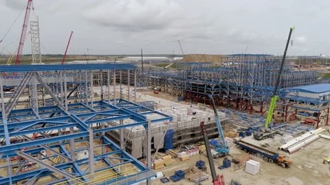 Top view of the giant construction site Stock Footage 138266948