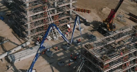 Top view of a giant construction site and cranes Stock Footage 138271156