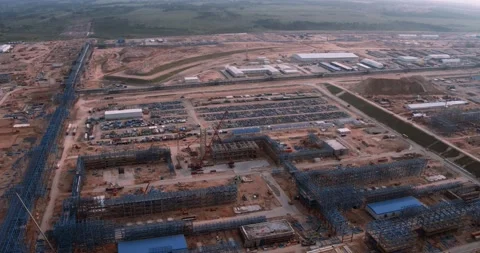 Top view of a giant construction site Stock Footage 138303346