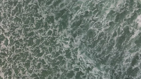 Top View Of The Giant Waves, Foaming And Splashing In The Ocean Stock Footage 212341411