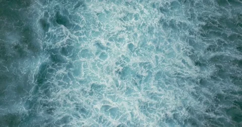 Top View of the Giant Waves, Foaming and Splashing in the Ocean, Indonesia, Bali Stock Footage 235293959