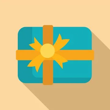 Top view gift box icon flat vector. Luxury surprise Stock Illustration