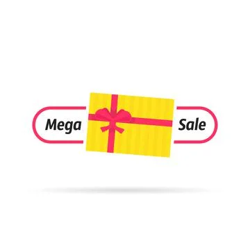 Top view gift box like mega sale icon Stock Illustration