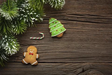 Top view gingerbread man with copy space. High quality and resolution beautiful Stock Photos