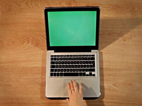 Top view girls hands using touchpad and keyboard on laptop, keyboard focus Stock Footage 72411461