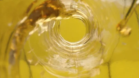 Top view of glass bottle poured cola. Slow motion video 120fps. Stock Footage 112281091