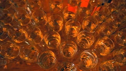 Top View of Glasses of Water Set up on Table Stock Footage 121373609