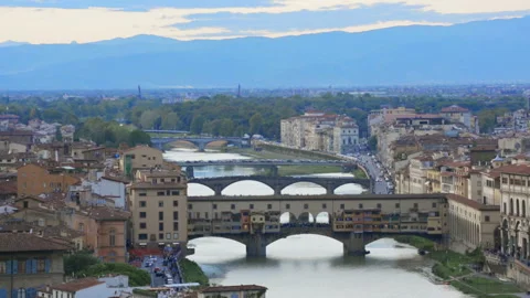 Top View of Gold (Ponte Vecchio) Bridge , Florence Stock Footage 306362400